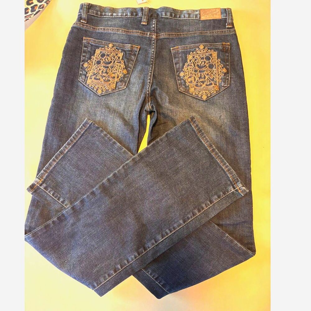 NWT Vintage Disney Mickey Mouse Embroidered Boot Cut Jeans Sz 6